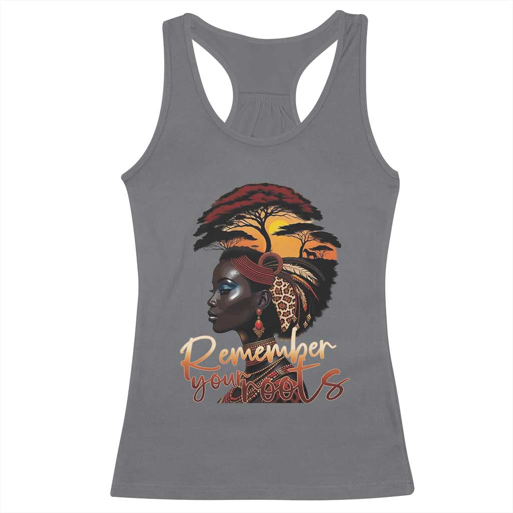 Black History Month Racerback Tank Top Remember Your Roots African Safari Afro Woman