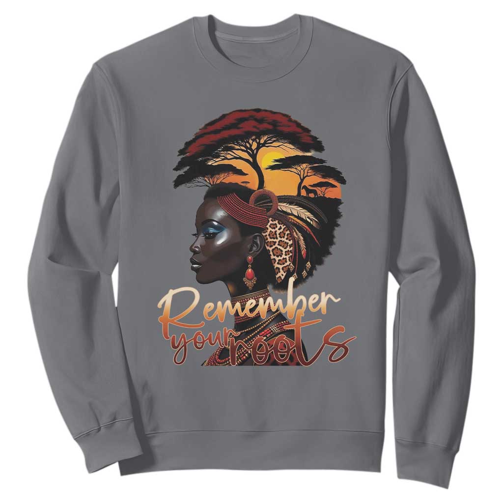 Black History Month Sweatshirt Remember Your Roots African Safari Afro Woman