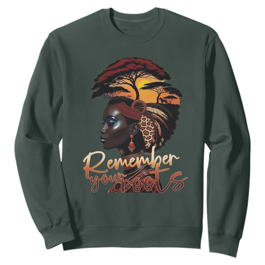 Black History Month Sweatshirt Remember Your Roots African Safari Afro Woman