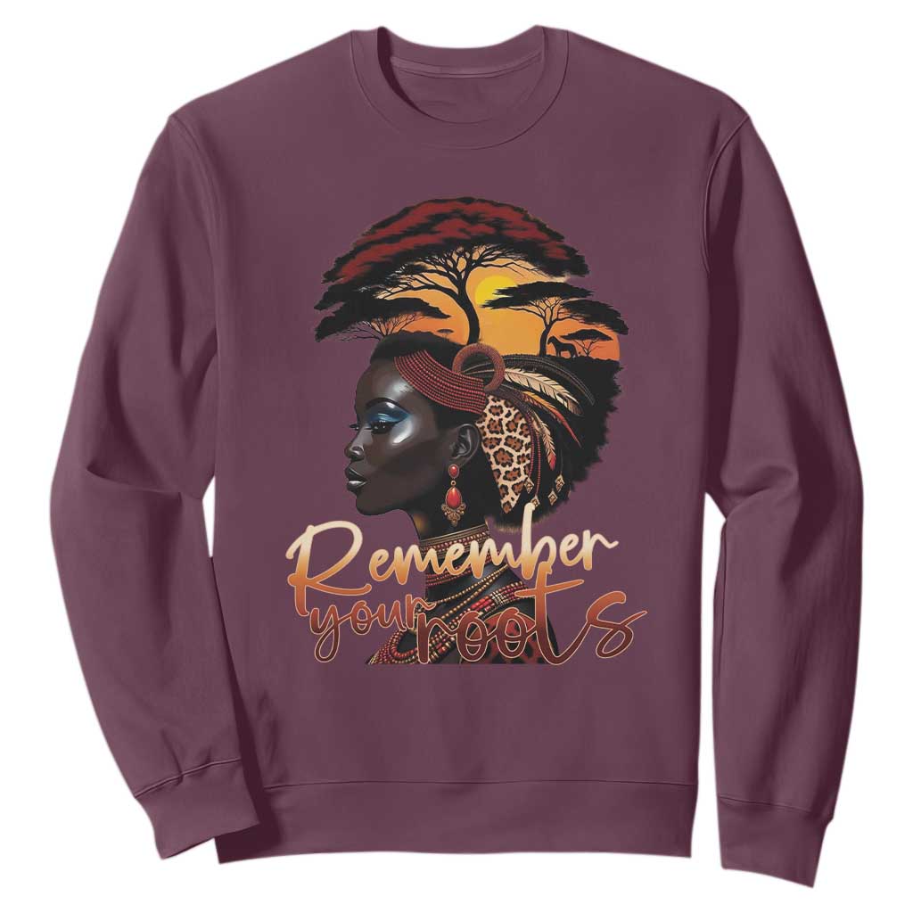 Black History Month Sweatshirt Remember Your Roots African Safari Afro Woman