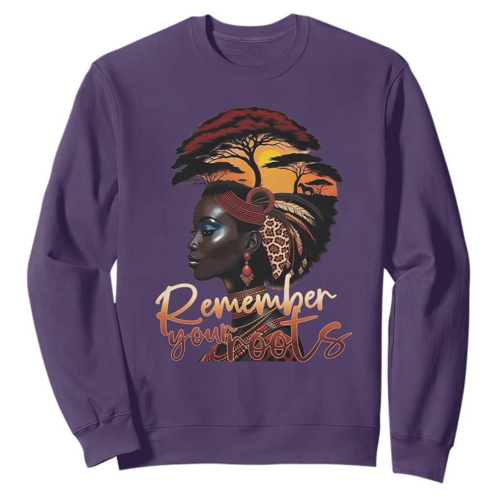 Black History Month Sweatshirt Remember Your Roots African Safari Afro Woman