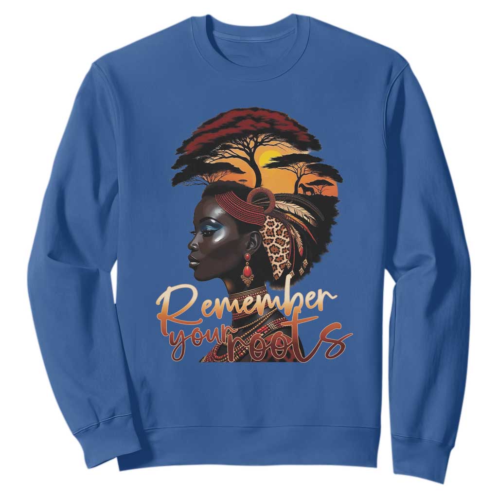 Black History Month Sweatshirt Remember Your Roots African Safari Afro Woman