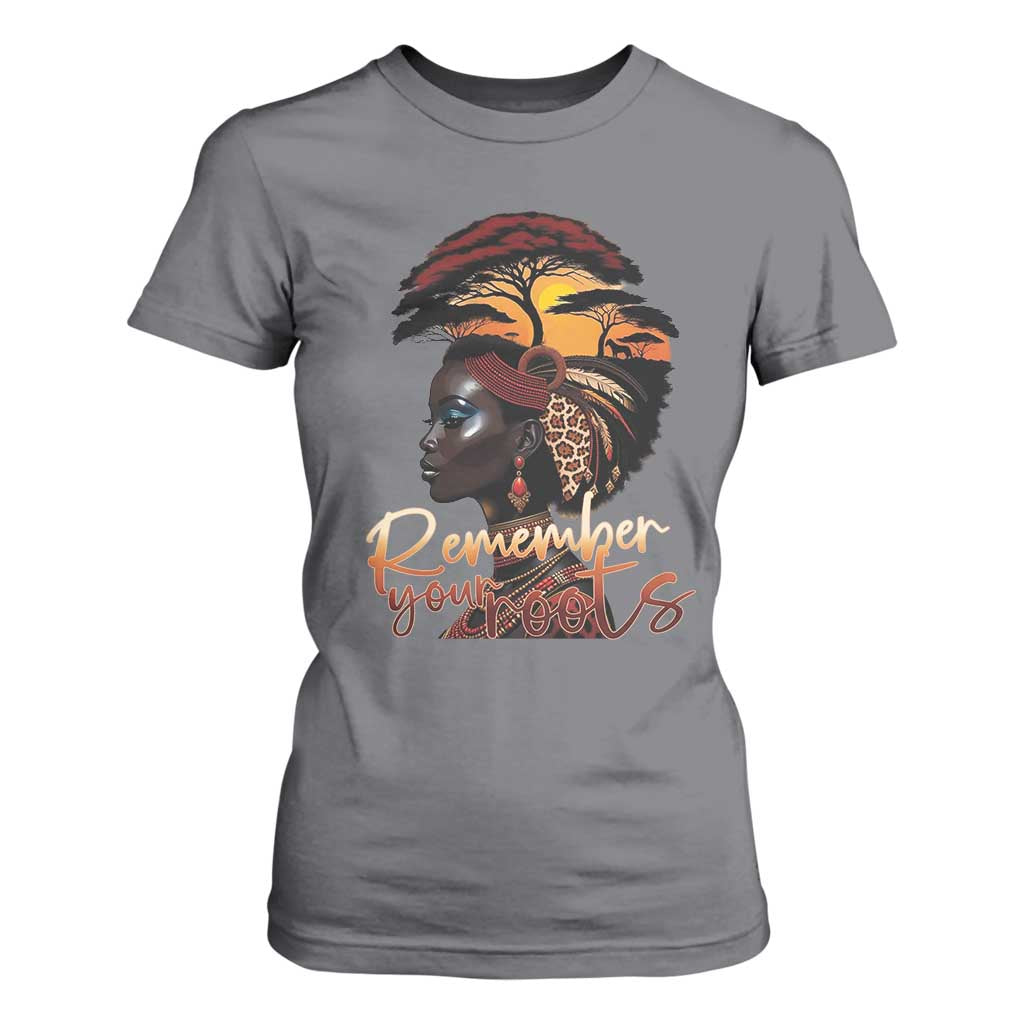 Black History Month T Shirt For Women Remember Your Roots African Safari Afro Woman