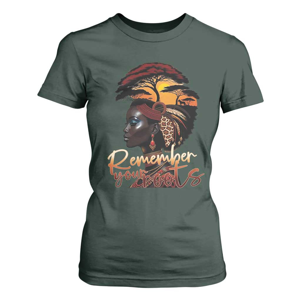 Black History Month T Shirt For Women Remember Your Roots African Safari Afro Woman