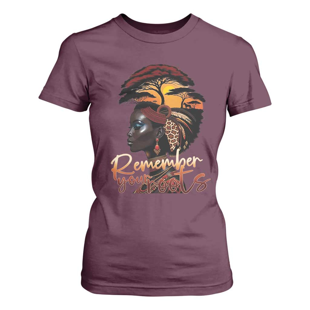 Black History Month T Shirt For Women Remember Your Roots African Safari Afro Woman