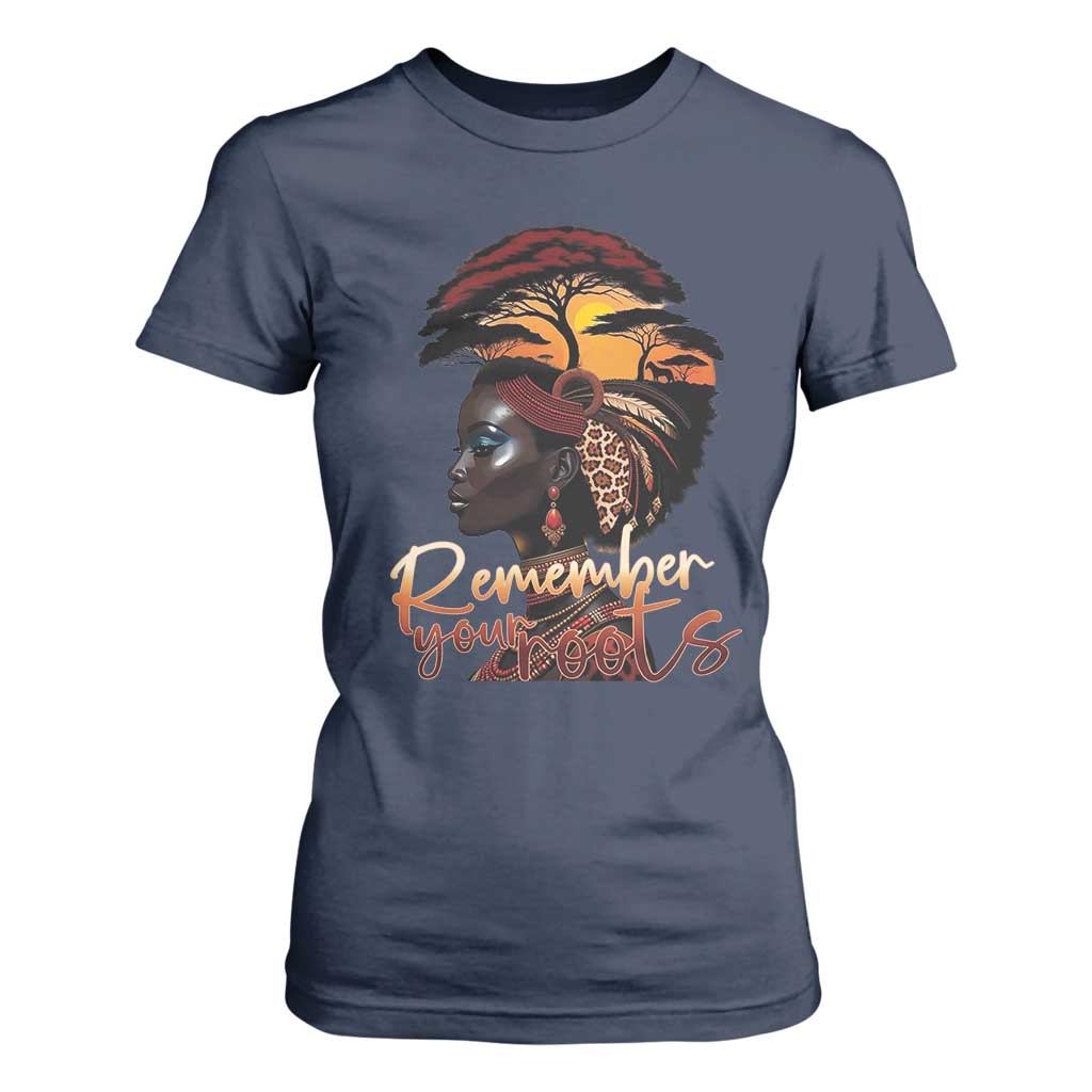 Black History Month T Shirt For Women Remember Your Roots African Safari Afro Woman