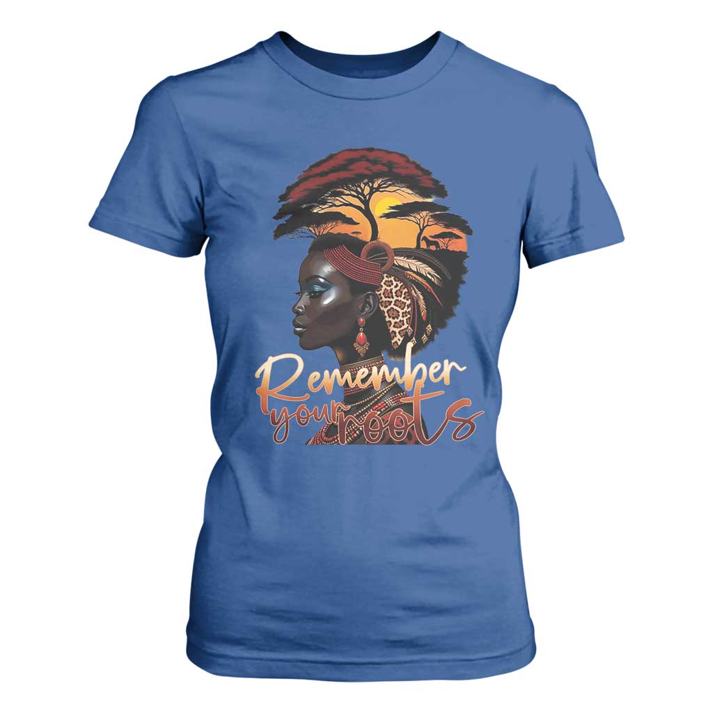 Black History Month T Shirt For Women Remember Your Roots African Safari Afro Woman