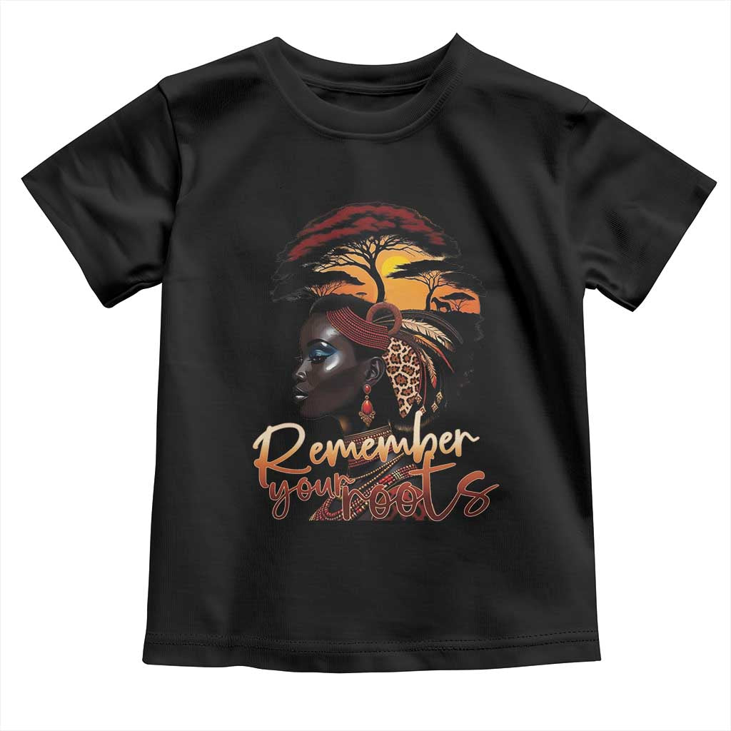 Black History Month Toddler T Shirt Remember Your Roots African Safari Afro Woman