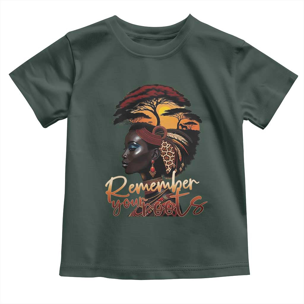 Black History Month Toddler T Shirt Remember Your Roots African Safari Afro Woman