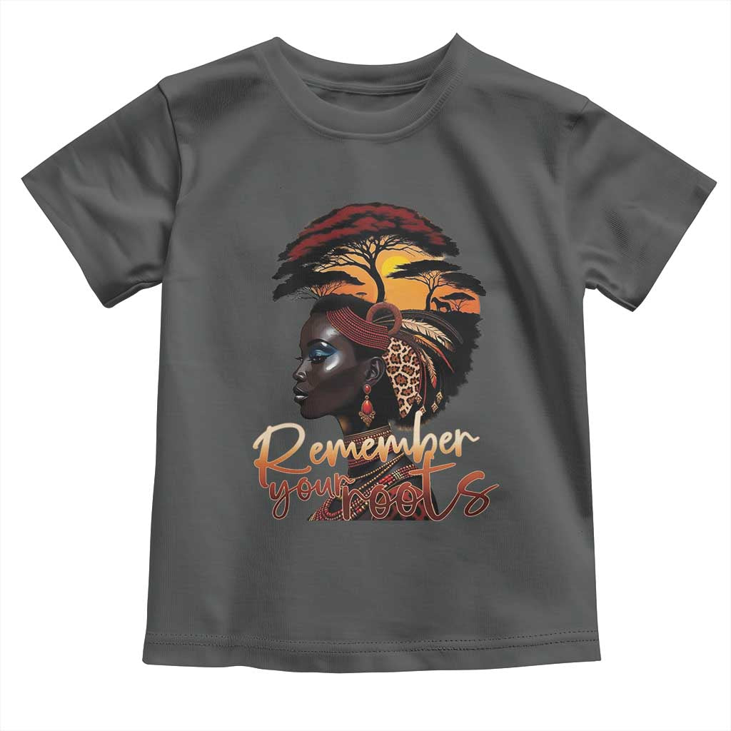 Black History Month Toddler T Shirt Remember Your Roots African Safari Afro Woman