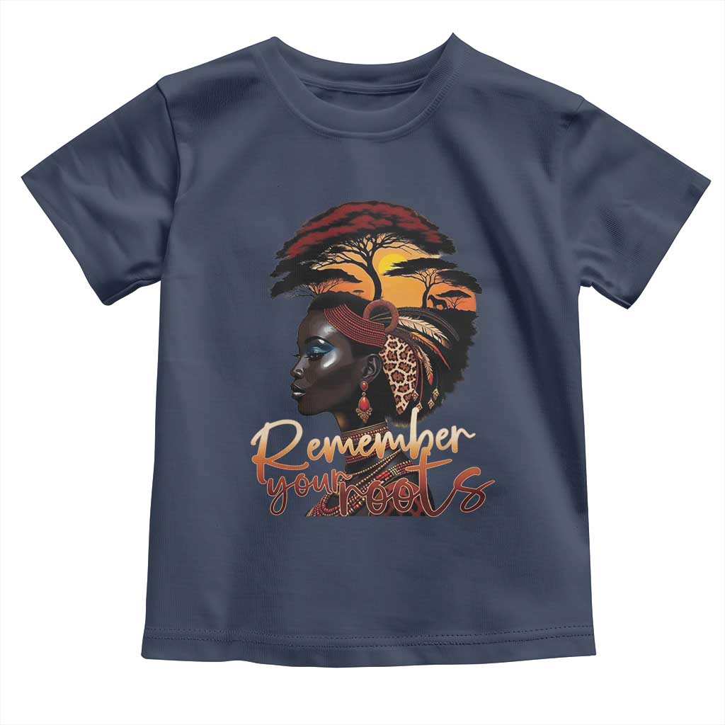 Black History Month Toddler T Shirt Remember Your Roots African Safari Afro Woman