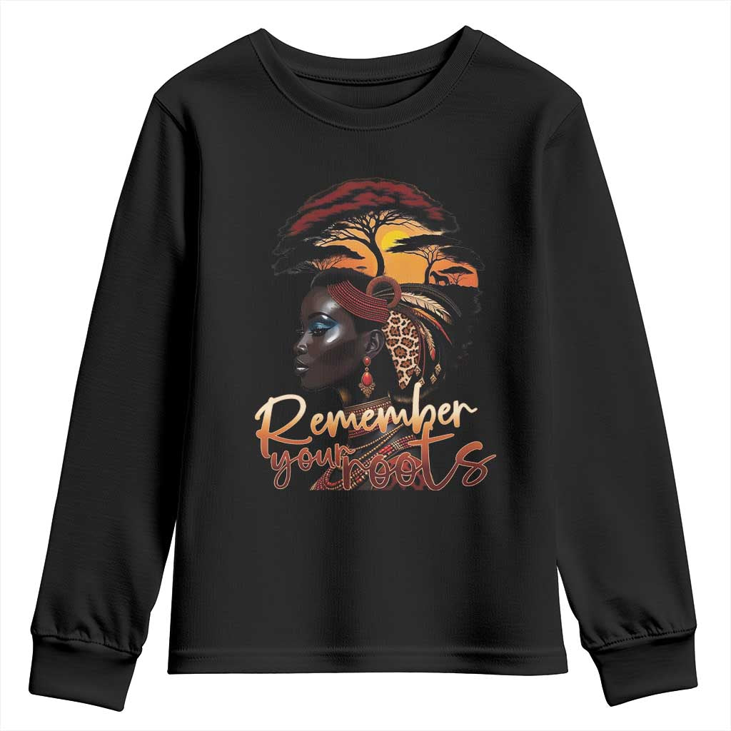 Black History Month Youth Sweatshirt Remember Your Roots African Safari Afro Woman