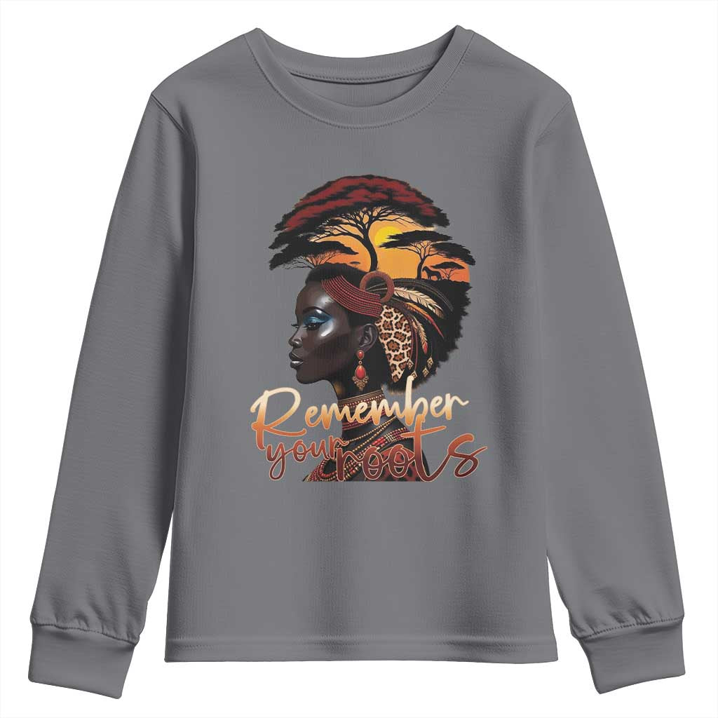 Black History Month Youth Sweatshirt Remember Your Roots African Safari Afro Woman