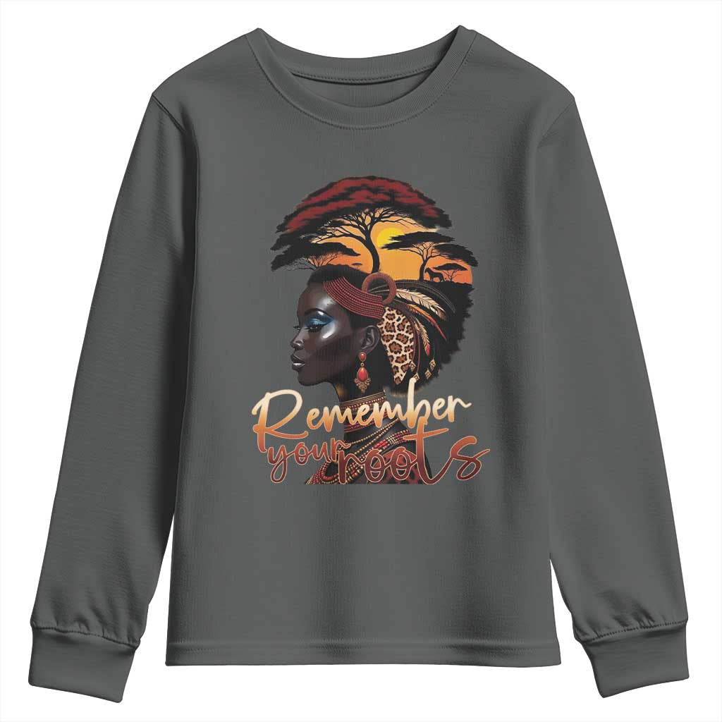 Black History Month Youth Sweatshirt Remember Your Roots African Safari Afro Woman