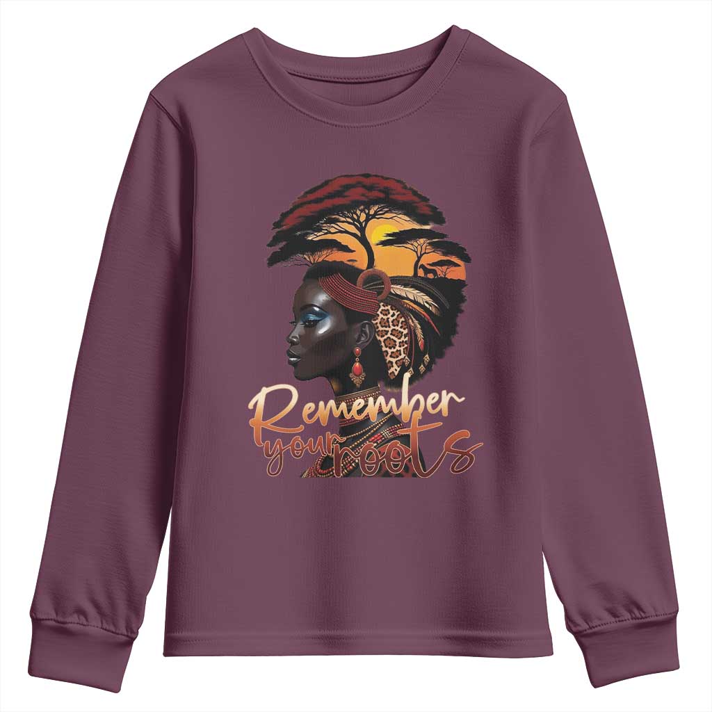 Black History Month Youth Sweatshirt Remember Your Roots African Safari Afro Woman