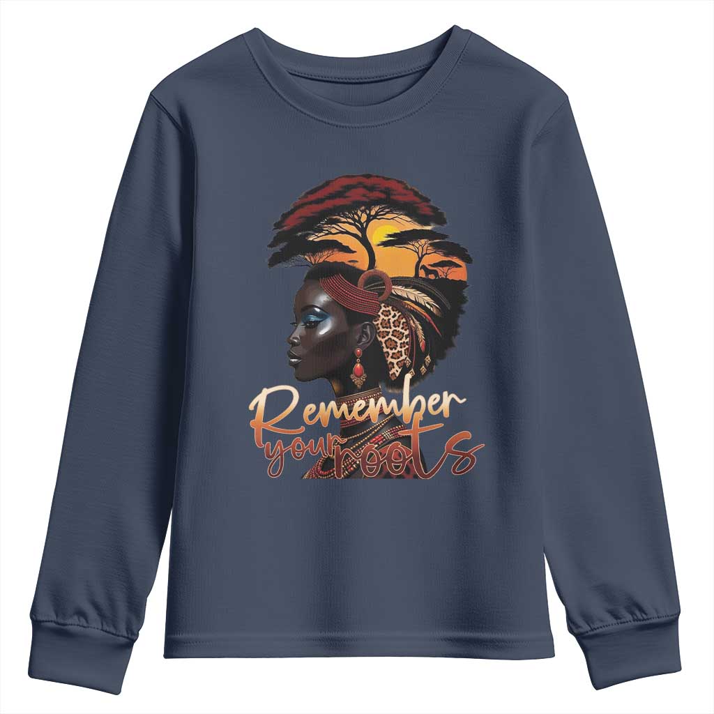 Black History Month Youth Sweatshirt Remember Your Roots African Safari Afro Woman