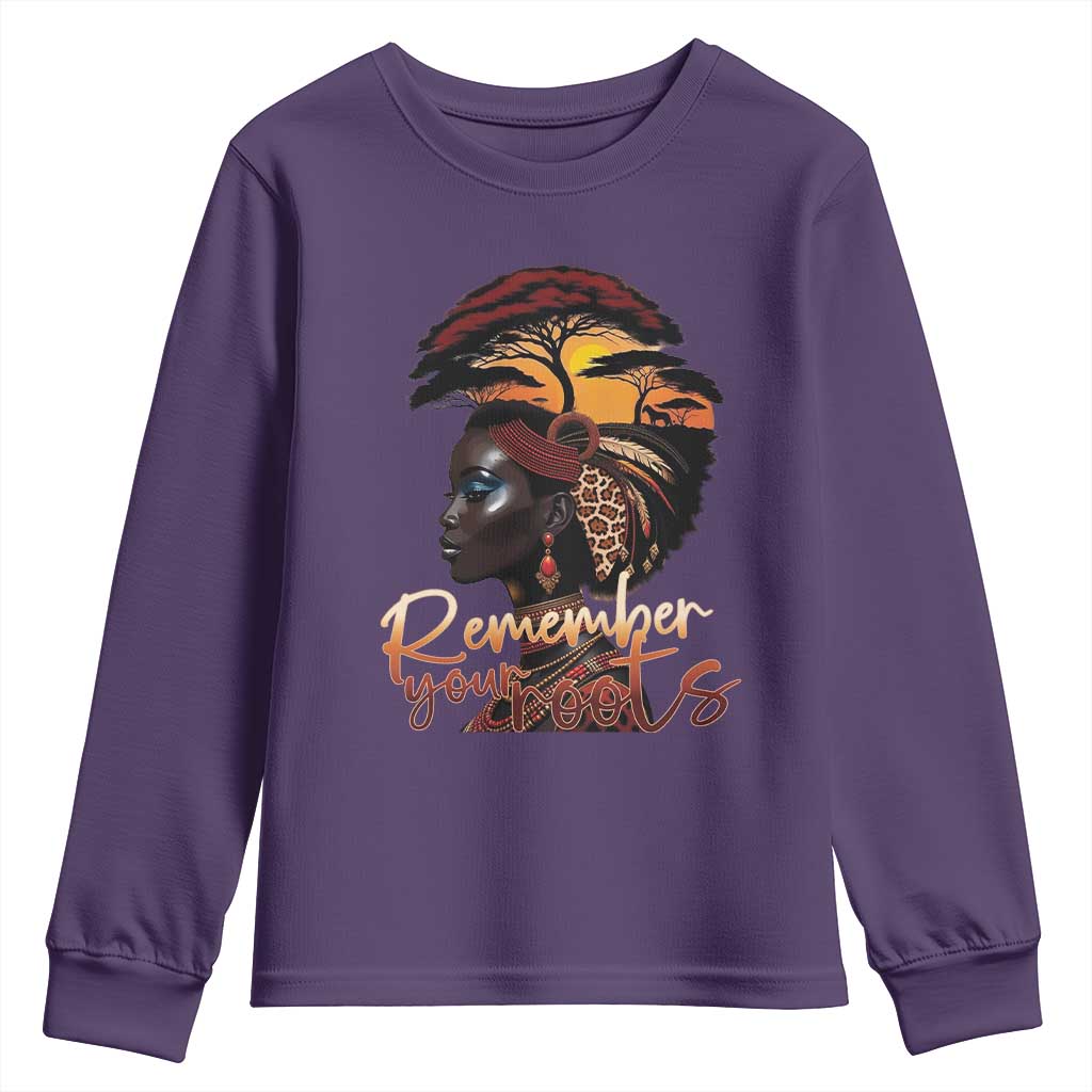 Black History Month Youth Sweatshirt Remember Your Roots African Safari Afro Woman