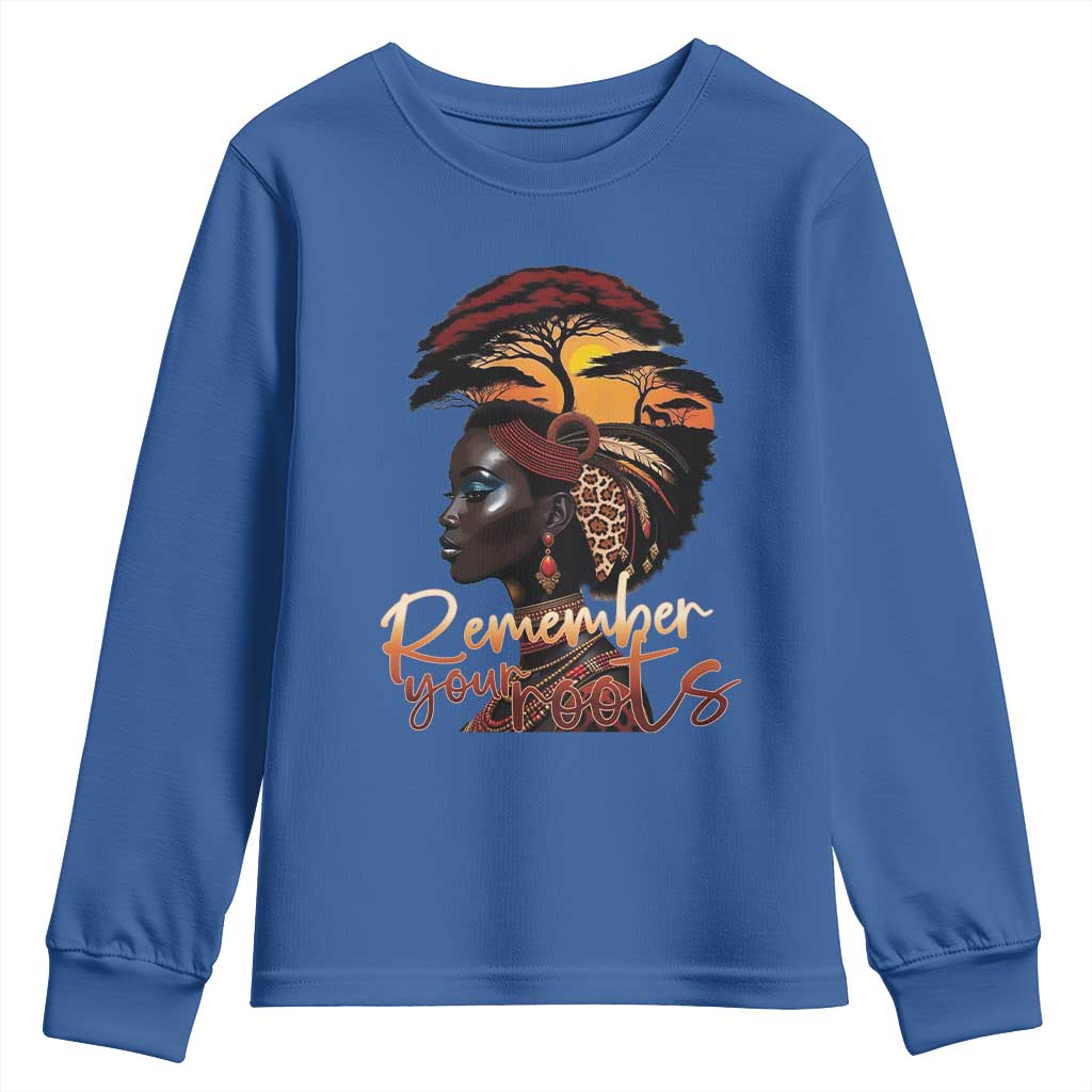 Black History Month Youth Sweatshirt Remember Your Roots African Safari Afro Woman