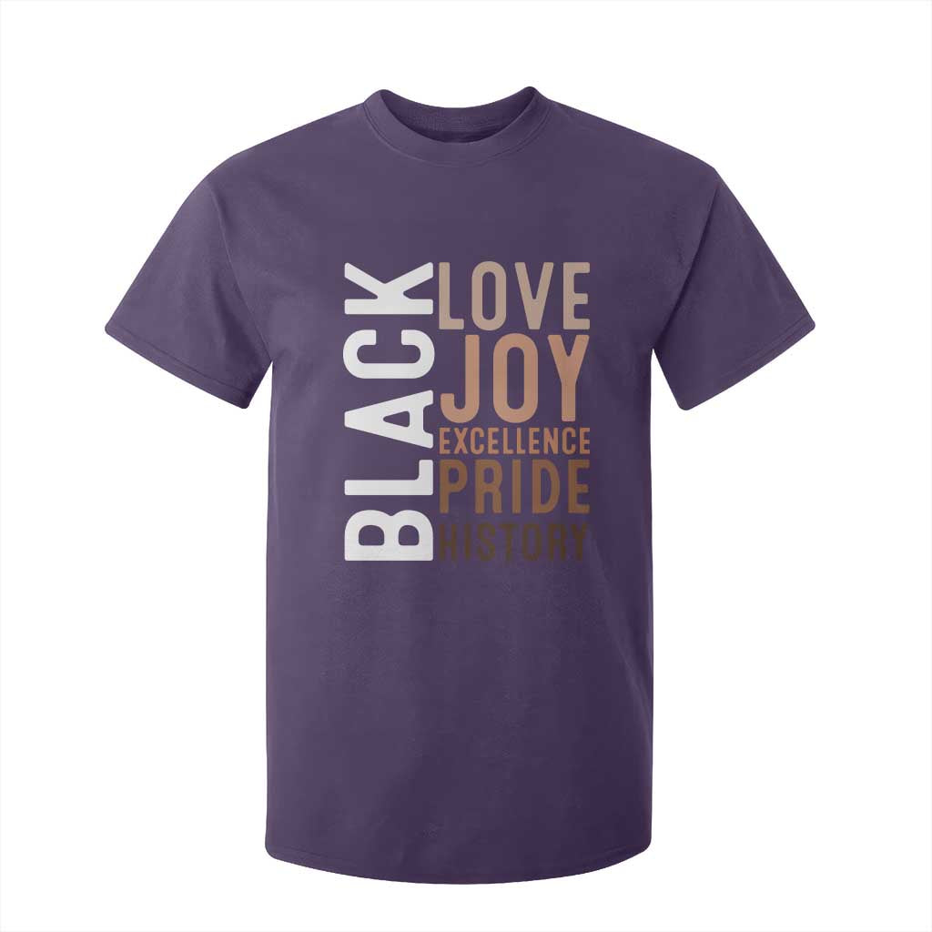 Black Love Joy Excellence Pride History T Shirt For Kid Proud African American Black History