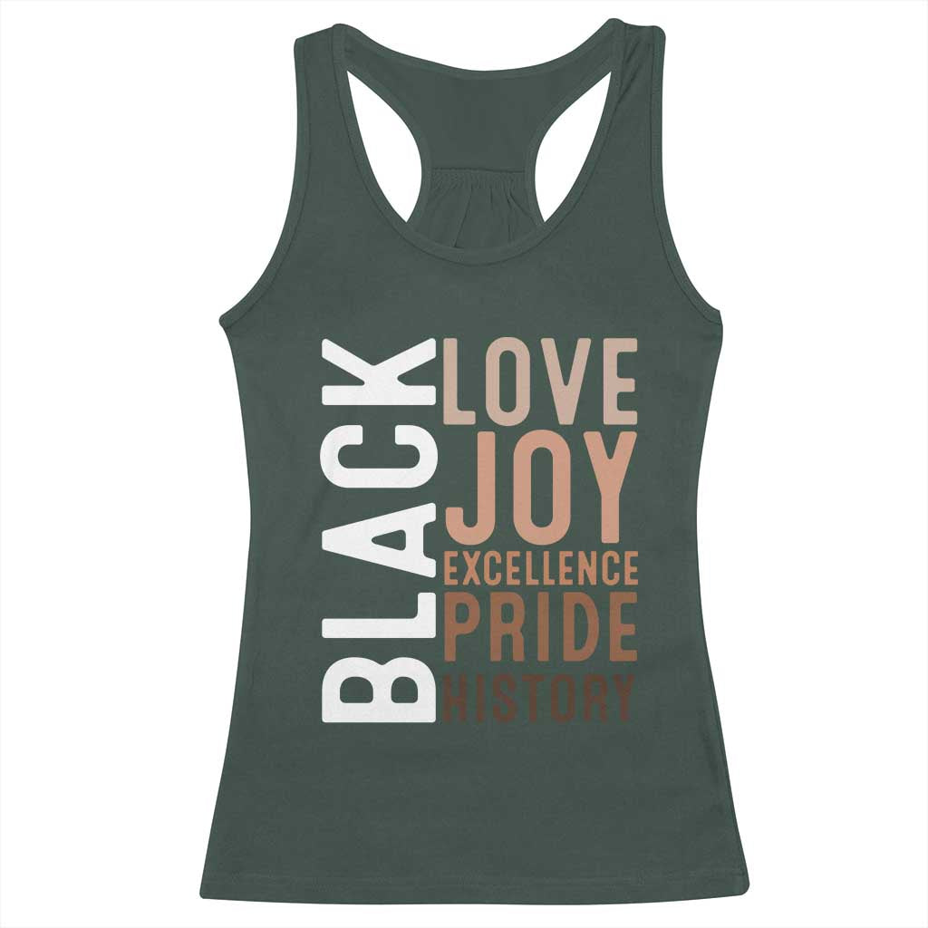 Black Love Joy Excellence Pride History Racerback Tank Top Proud African American Black History