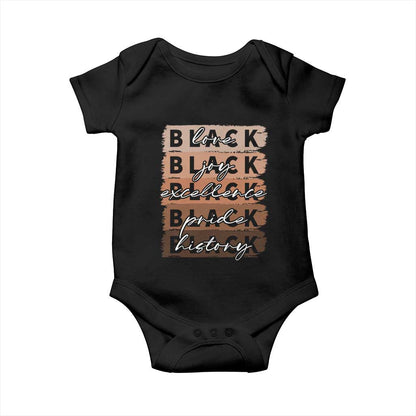 Black Love Joy Excellence Pride History Baby Onesie Proud African American Melanin Brush Stroke Black History