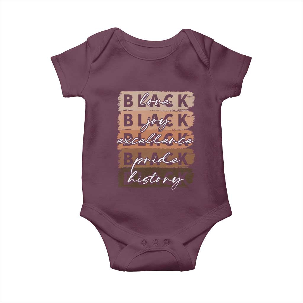 Black Love Joy Excellence Pride History Baby Onesie Proud African American Melanin Brush Stroke Black History