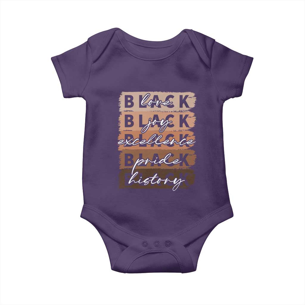 Black Love Joy Excellence Pride History Baby Onesie Proud African American Melanin Brush Stroke Black History