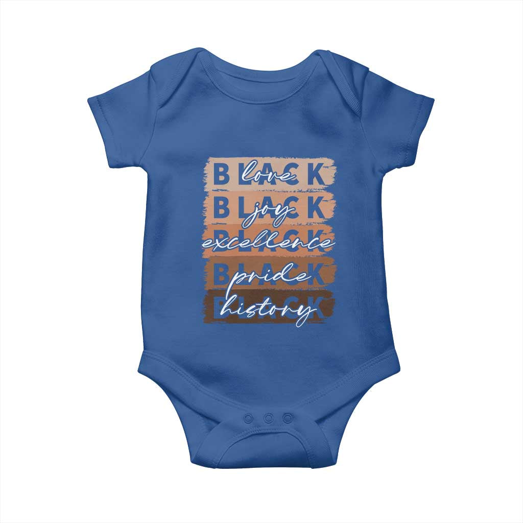 Black Love Joy Excellence Pride History Baby Onesie Proud African American Melanin Brush Stroke Black History