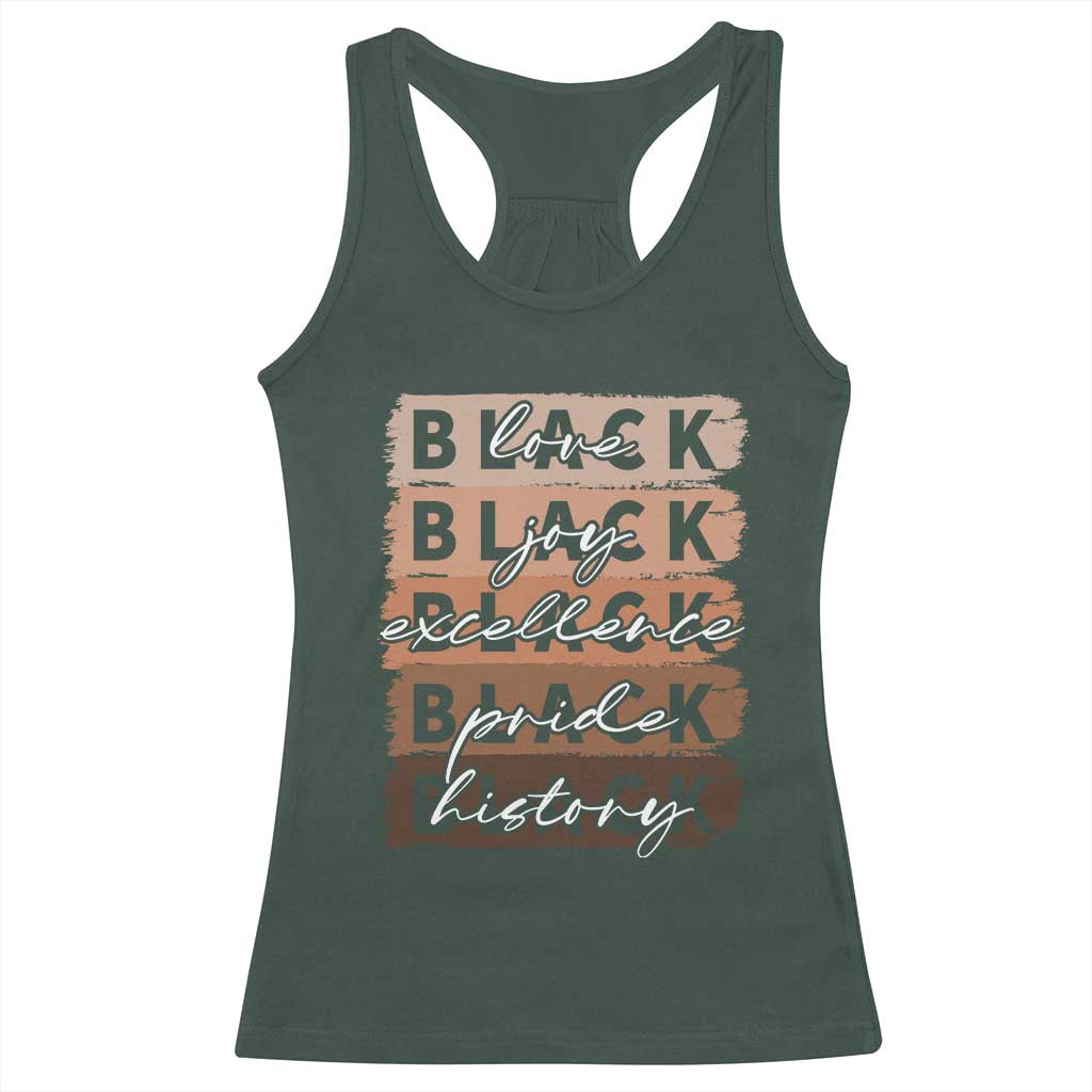 Black Love Joy Excellence Pride History Racerback Tank Top Proud African American Melanin Brush Stroke Black History