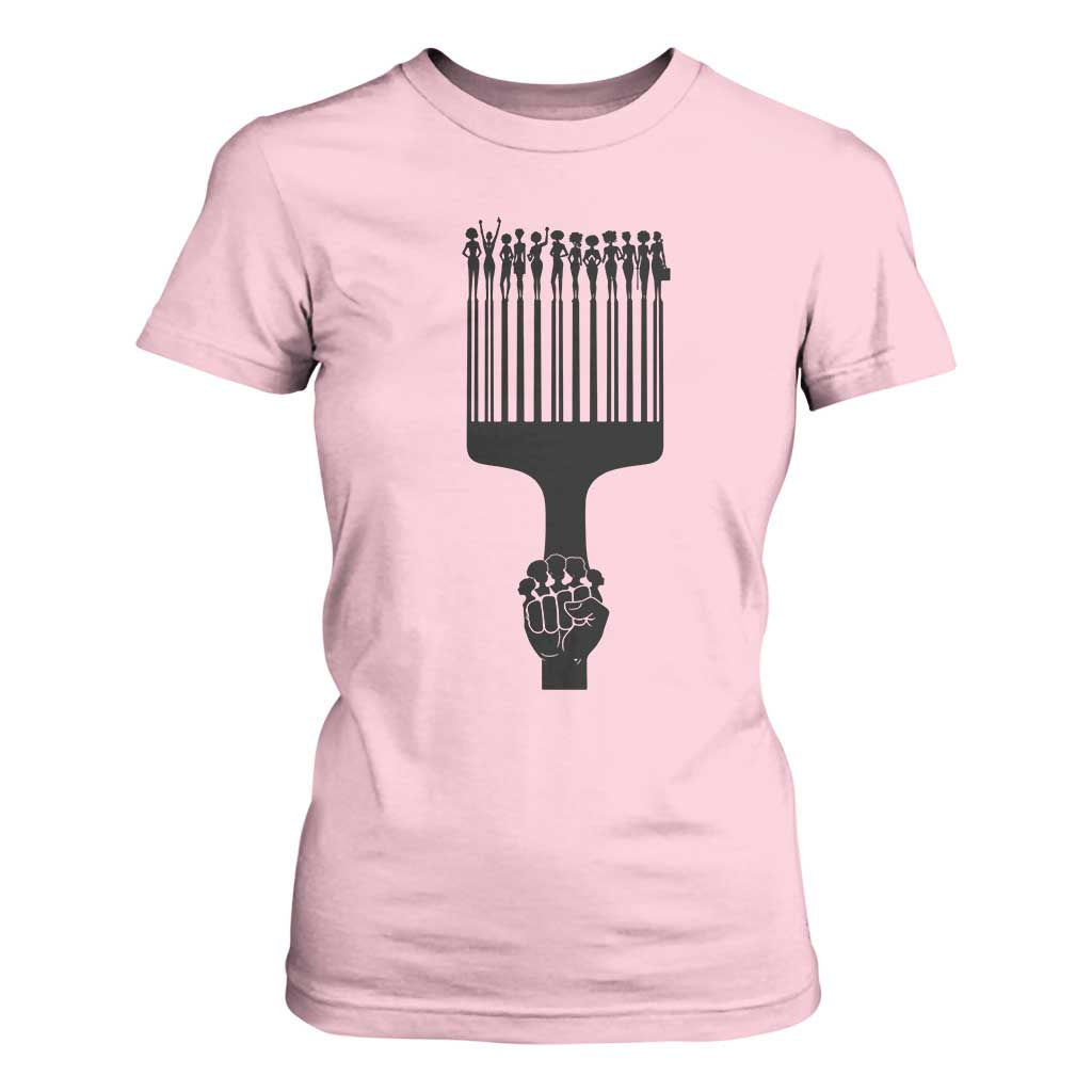 Afro Pick Comb Strong Black Power Fist T Shirt For Women