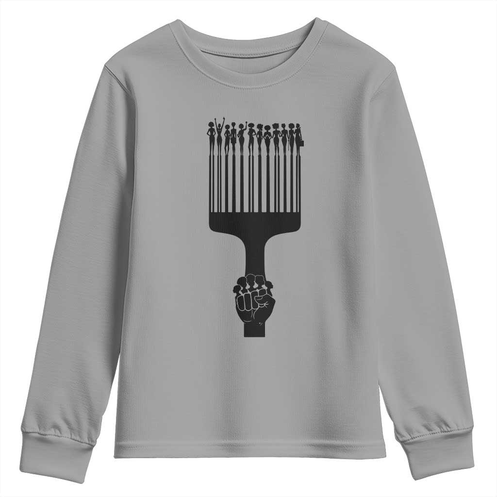 Afro Pick Comb Strong Black Power Fist Youth Sweatshirt