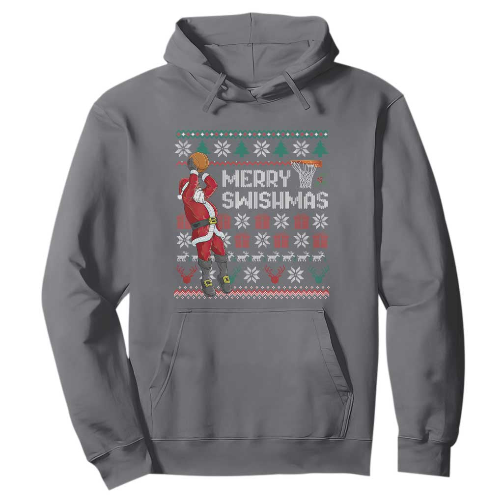 Funny Black Santa Christmas Basketball Hoodie Merry Swishmass Xmas Sport - African Pride
