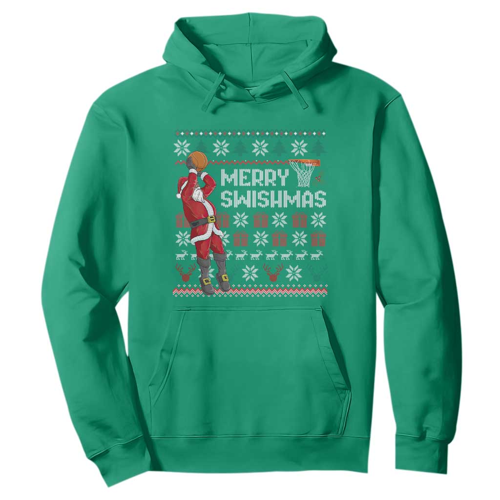 Funny Black Santa Christmas Basketball Hoodie Merry Swishmass Xmas Sport - African Pride