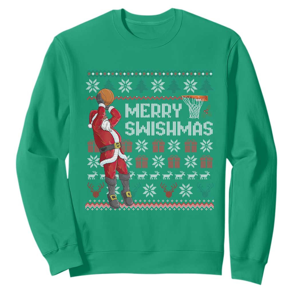 Funny Black Santa Christmas Basketball Sweatshirt Merry Swishmass Xmas Sport - African Pride