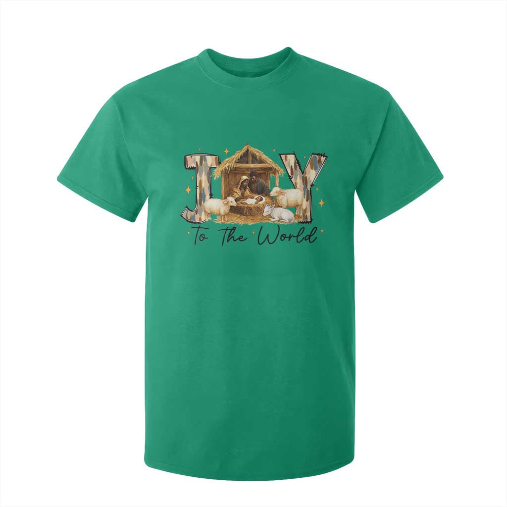 African American Christmas Nativity Scene T Shirt For Kid Joy To The World Afro Black Jesus - African Pride
