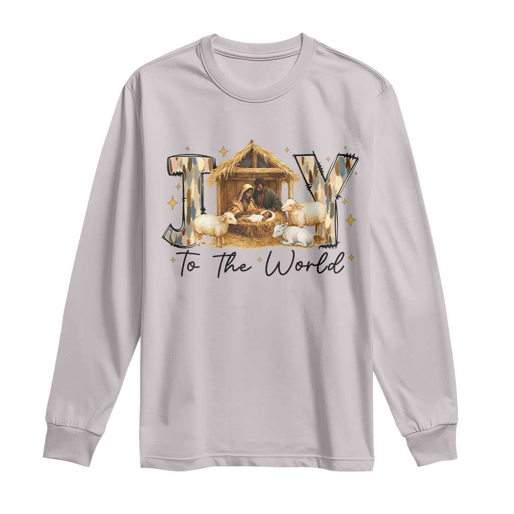 African American Christmas Nativity Scene Long Sleeve Shirt Joy To The World Afro Black Jesus - African Pride