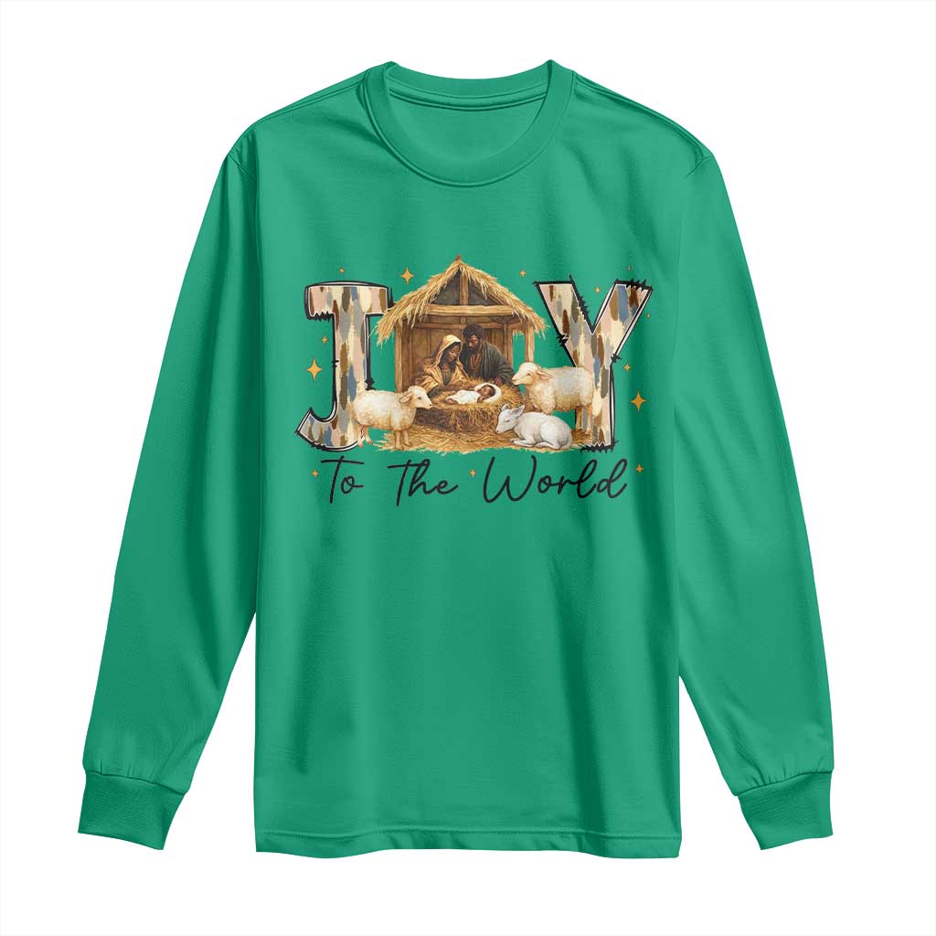 African American Christmas Nativity Scene Long Sleeve Shirt Joy To The World Afro Black Jesus - African Pride