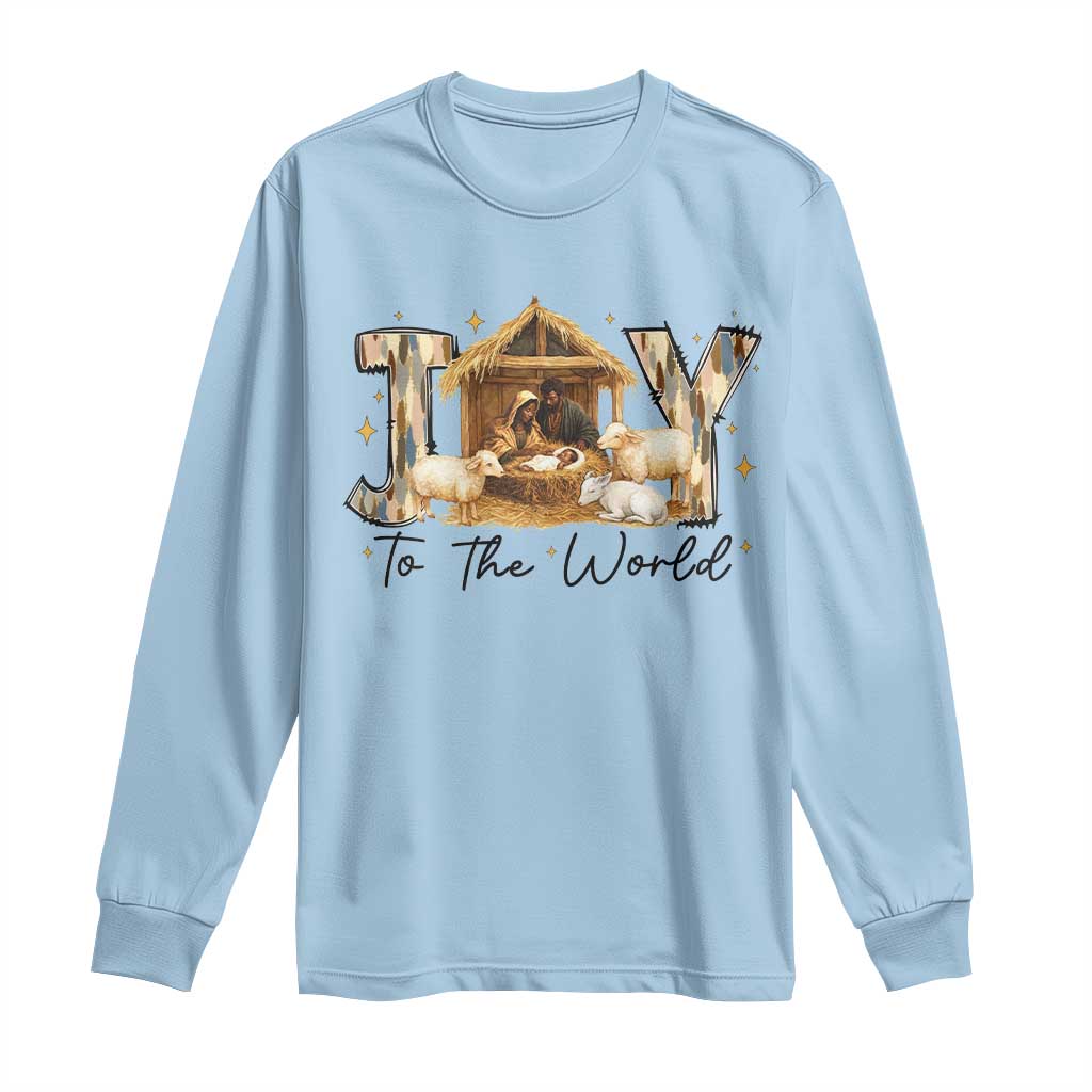 African American Christmas Nativity Scene Long Sleeve Shirt Joy To The World Afro Black Jesus - African Pride