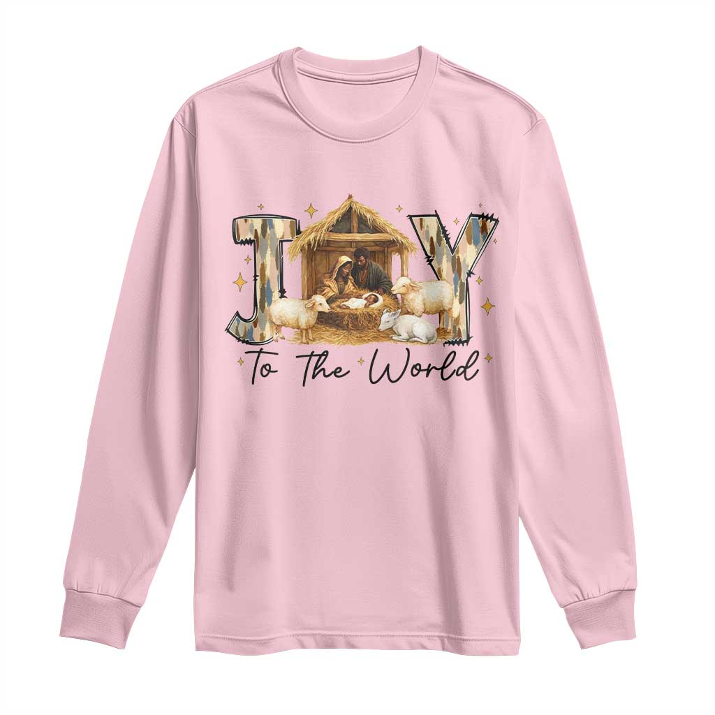 African American Christmas Nativity Scene Long Sleeve Shirt Joy To The World Afro Black Jesus - African Pride