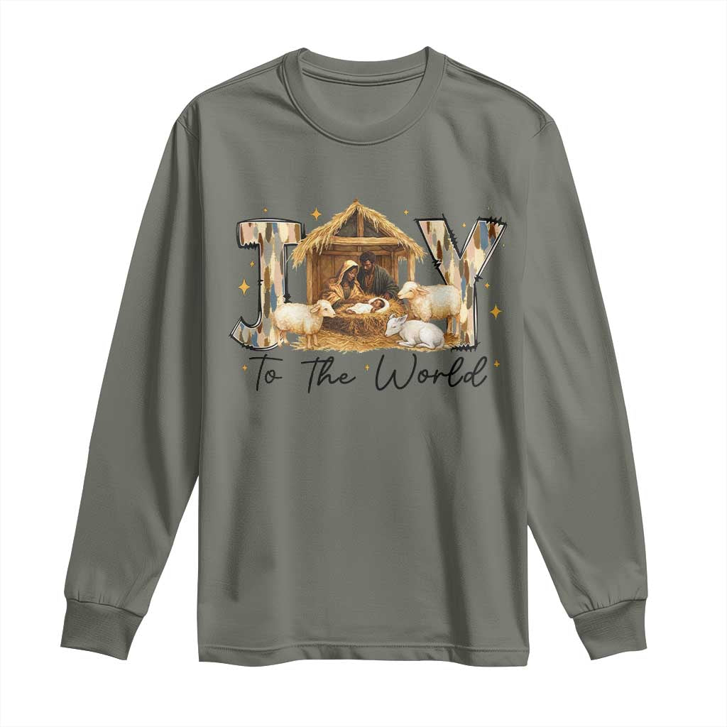 African American Christmas Nativity Scene Long Sleeve Shirt Joy To The World Afro Black Jesus - African Pride