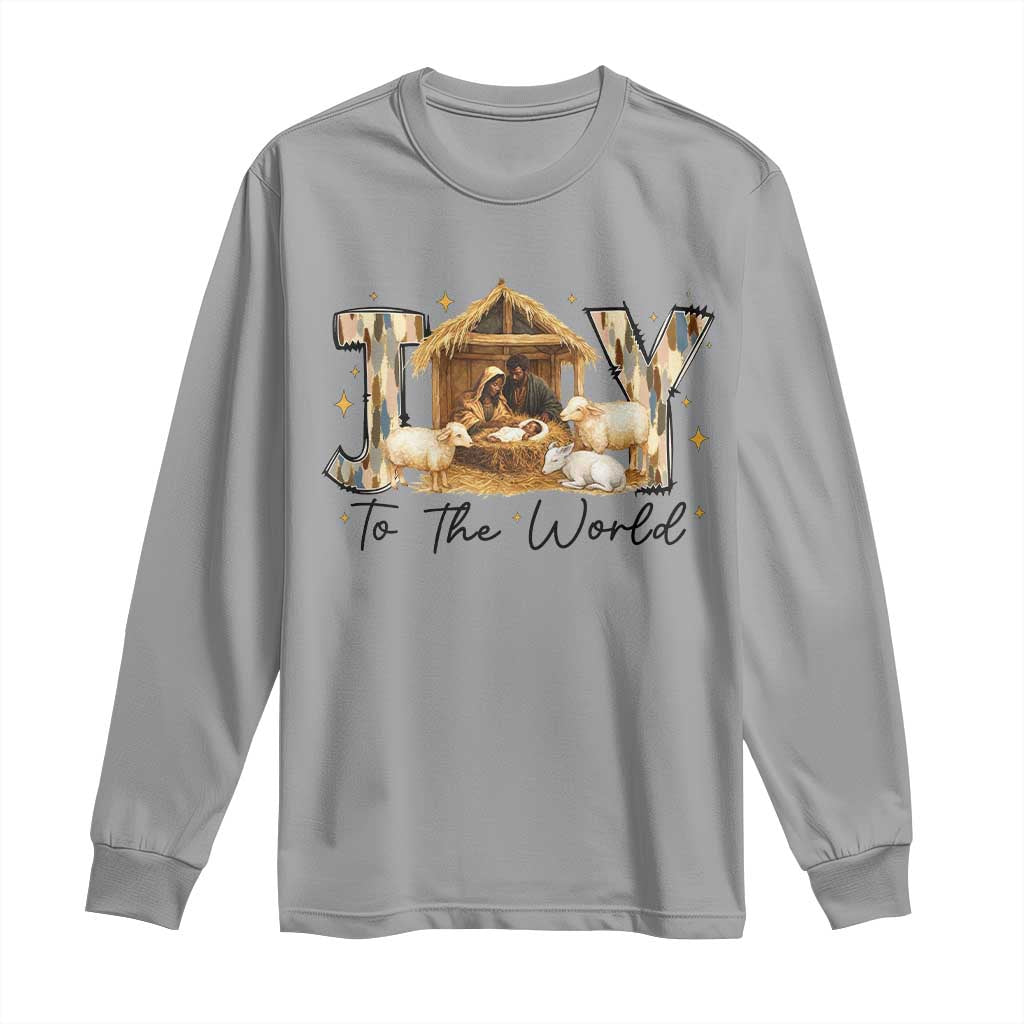 African American Christmas Nativity Scene Long Sleeve Shirt Joy To The World Afro Black Jesus - African Pride