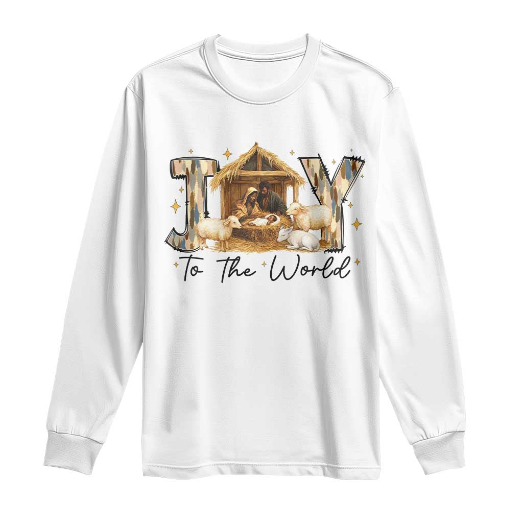 African American Christmas Nativity Scene Long Sleeve Shirt Joy To The World Afro Black Jesus - African Pride