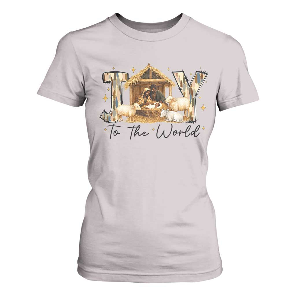 African American Christmas Nativity Scene T Shirt For Women Joy To The World Afro Black Jesus - African Pride