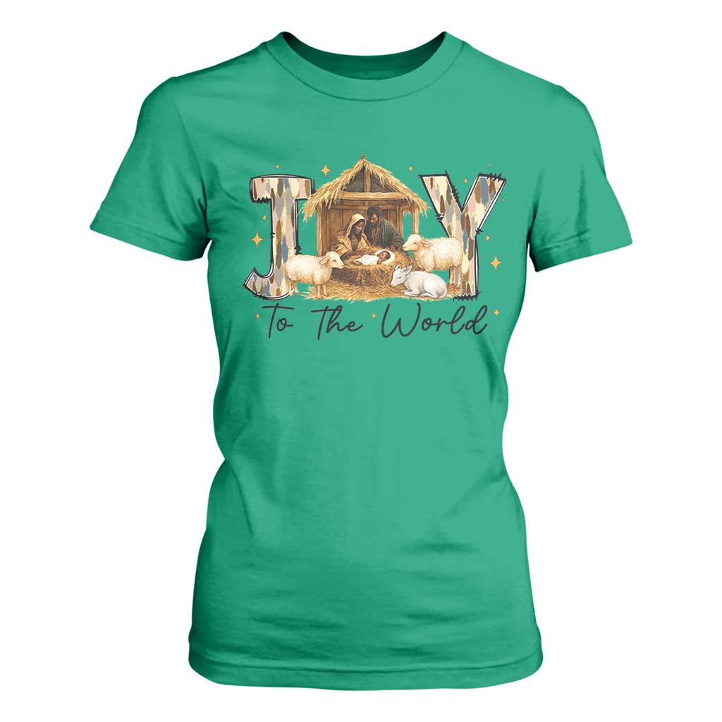African American Christmas Nativity Scene T Shirt For Women Joy To The World Afro Black Jesus - African Pride