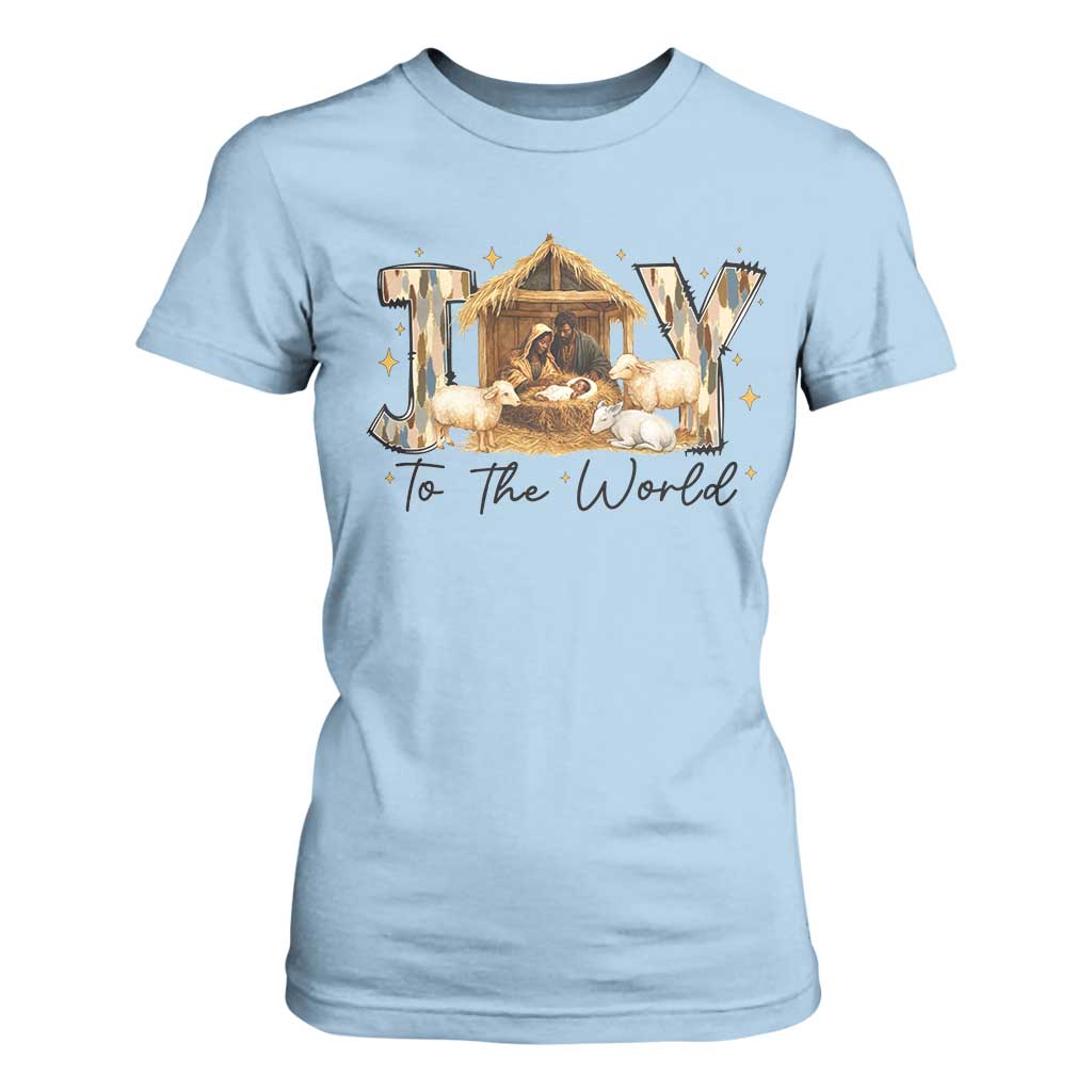 African American Christmas Nativity Scene T Shirt For Women Joy To The World Afro Black Jesus - African Pride