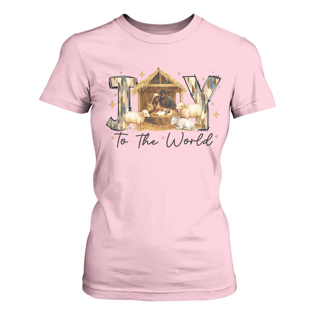 African American Christmas Nativity Scene T Shirt For Women Joy To The World Afro Black Jesus - African Pride