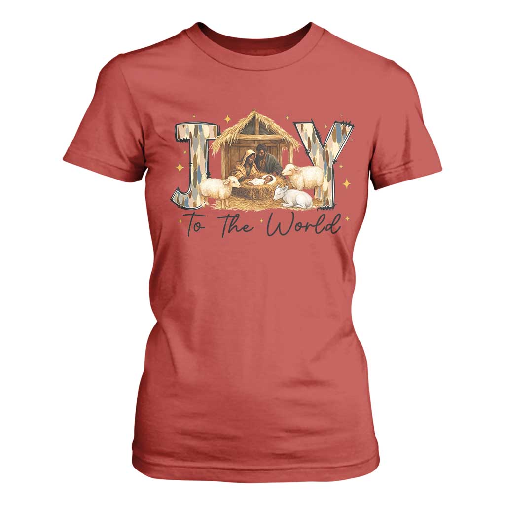 African American Christmas Nativity Scene T Shirt For Women Joy To The World Afro Black Jesus - African Pride