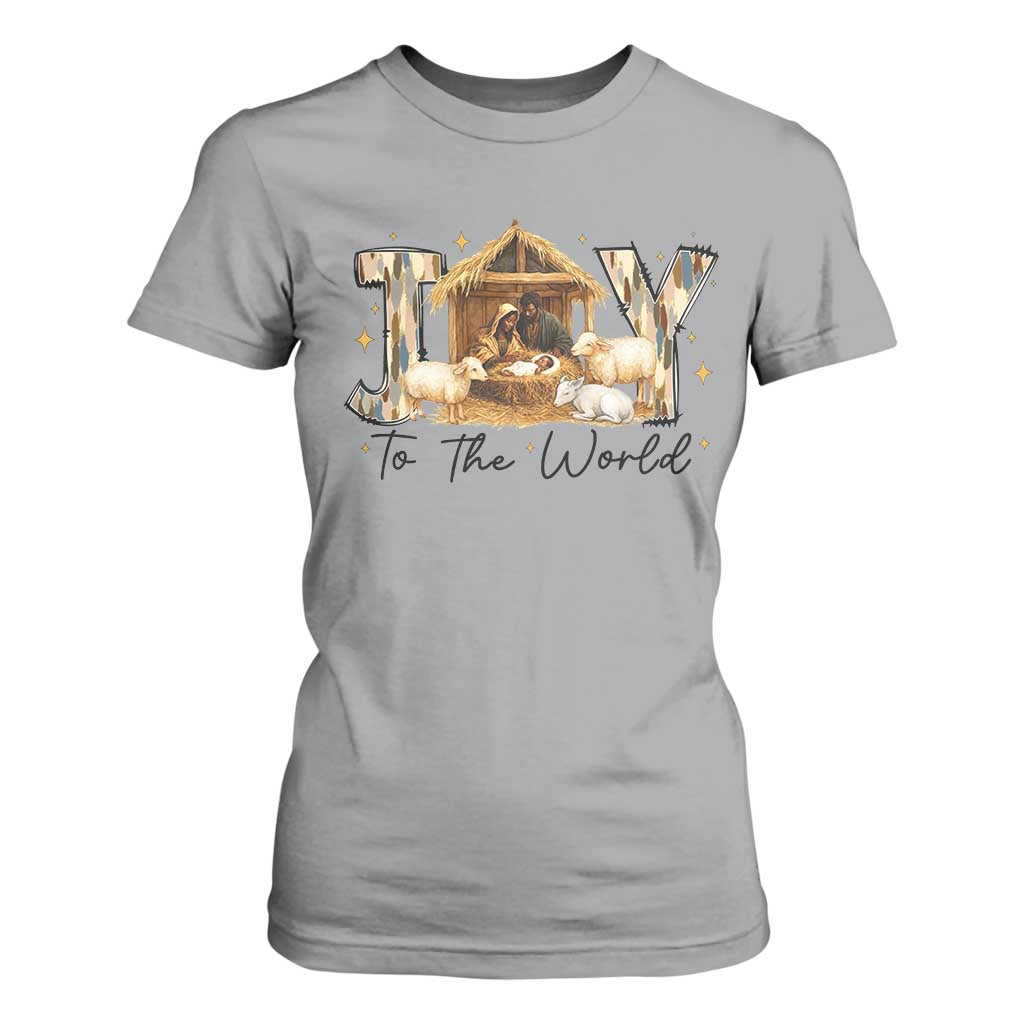 African American Christmas Nativity Scene T Shirt For Women Joy To The World Afro Black Jesus - African Pride