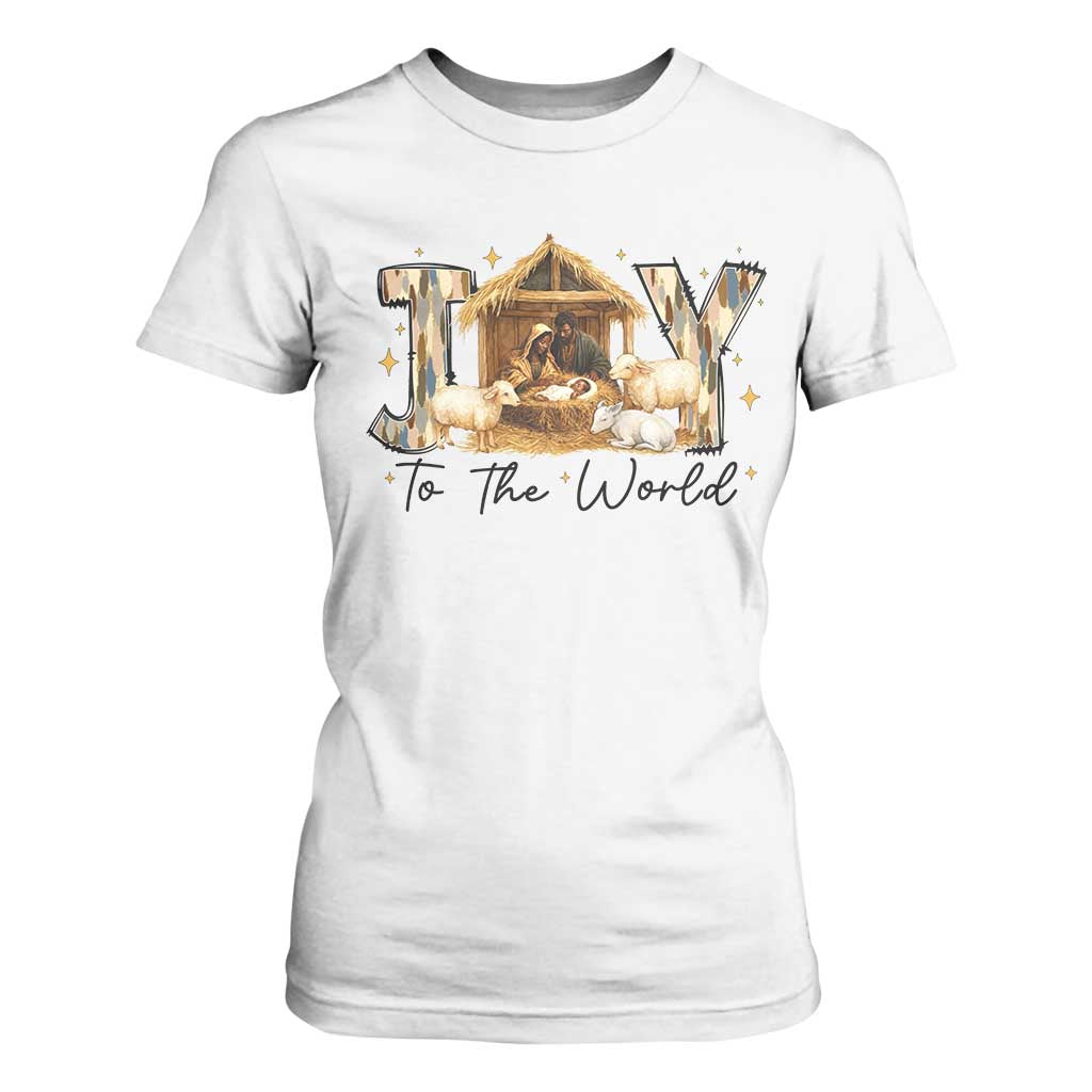 African American Christmas Nativity Scene T Shirt For Women Joy To The World Afro Black Jesus - African Pride