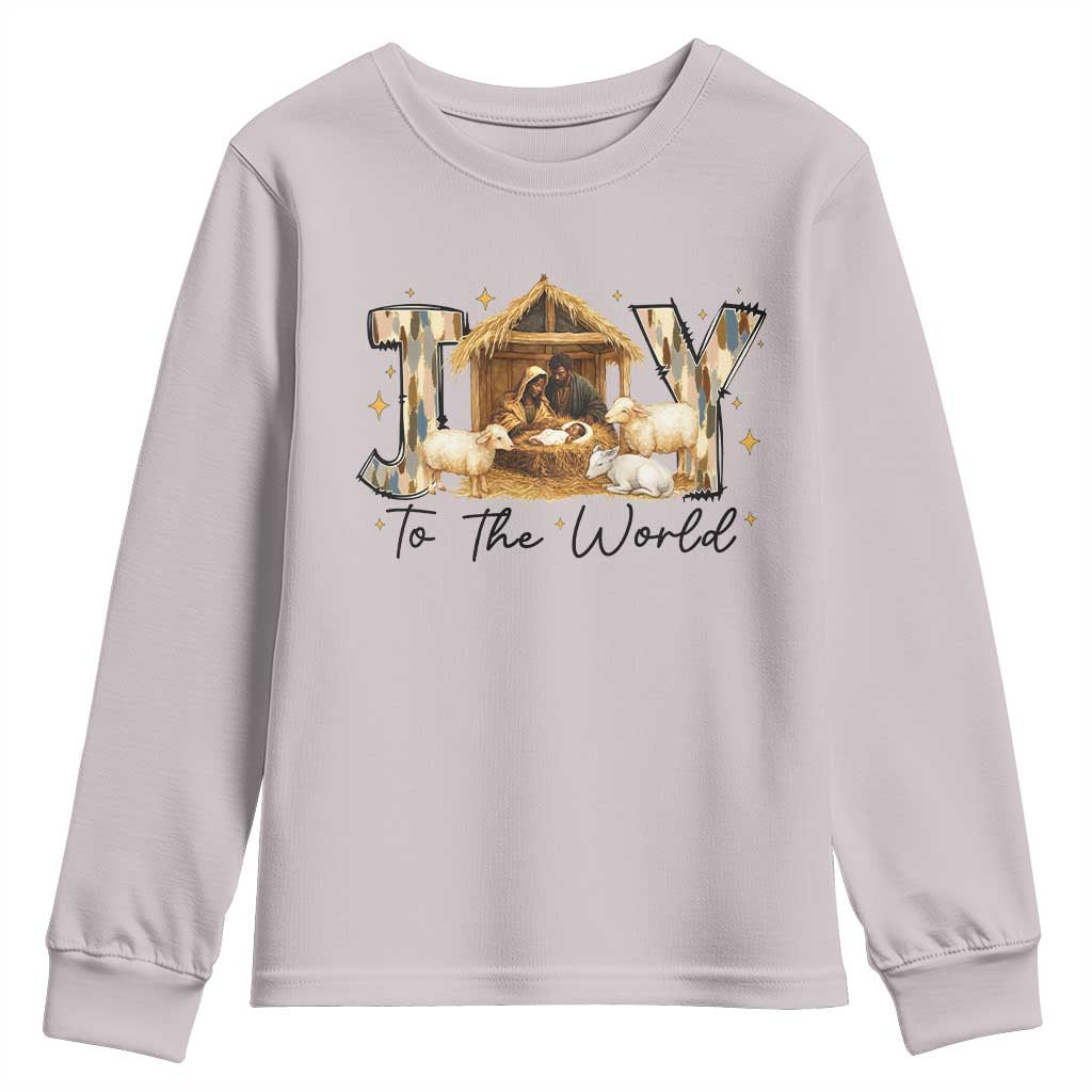 African American Christmas Nativity Scene Youth Sweatshirt Joy To The World Afro Black Jesus - African Pride